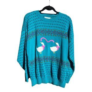 Jennifer Adams Vintae Made In The US Silly Goose Blue Sweater plus 22w 2xl